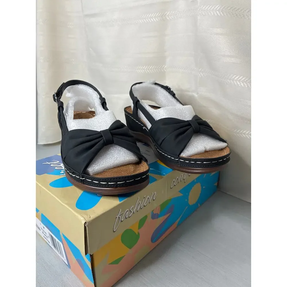 Easy Street Jupiter Slingback Comfort Sandals Black Womens Size 7M